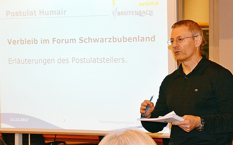Marcel Humair postuliert: «Breitenbach soll nicht austreten, sondern im Forum Akzente setzen!» Foto: Roland Bürki