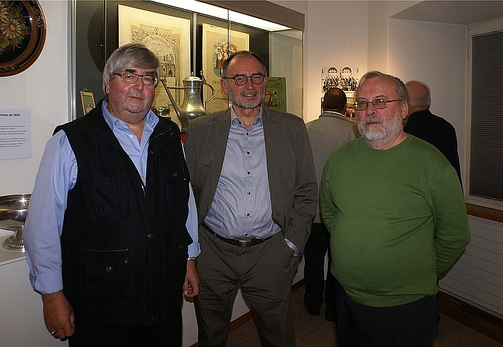 Die Ausstellungsmacher: Bernhard Bucher, Hanspeter Steiner und Ueli Bögli (v.l.) Foto: Jürg Jeanloz
