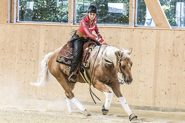Auf Erfolgskurs: Nathalie Henzi mit ihrem Quarter-Horse-Wallach Stepinline.  Foto: ZVG
