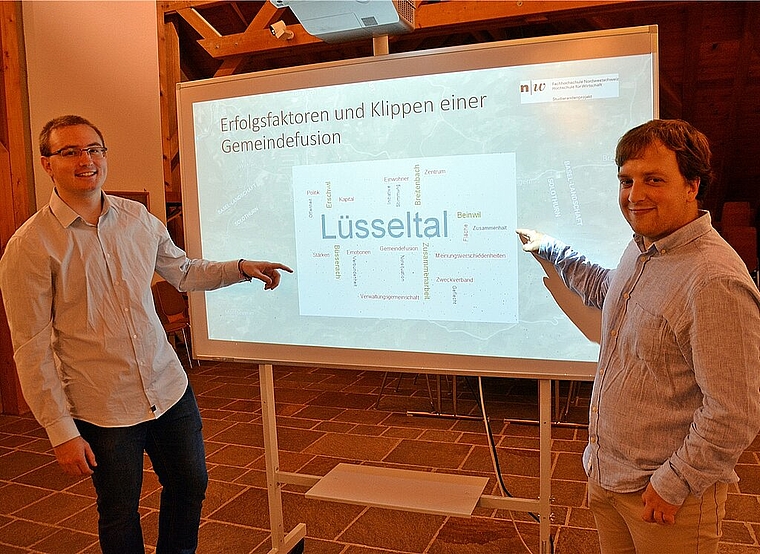 <em>Optimal: </em>Lukas Frey (links) und Simon Croll setzen die Fusion vor andere Zusammenarbeitsmodelle. <em>Foto: Roland Bürki</em>