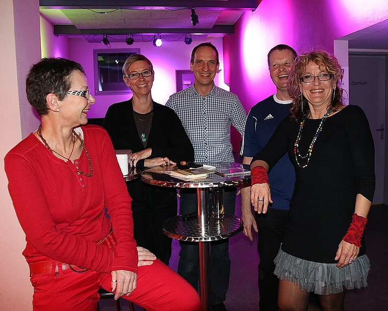 Das Disco-Team: (v.l.) Brigitta Stich, Karin Zubler, Werner Mayr, Martin Schwyzer und Käthy Lauber. Foto: Gaby Walther