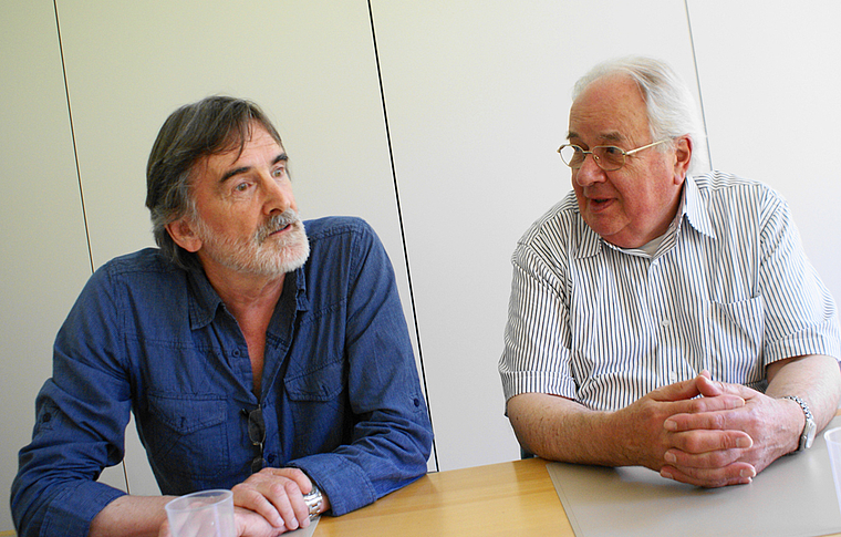 Baselbieter Pensionskasse: Ein leidiges Thema für Peter Hufschmid (l.) wie Heinz Rokweiler. Foto: Roland Bürki