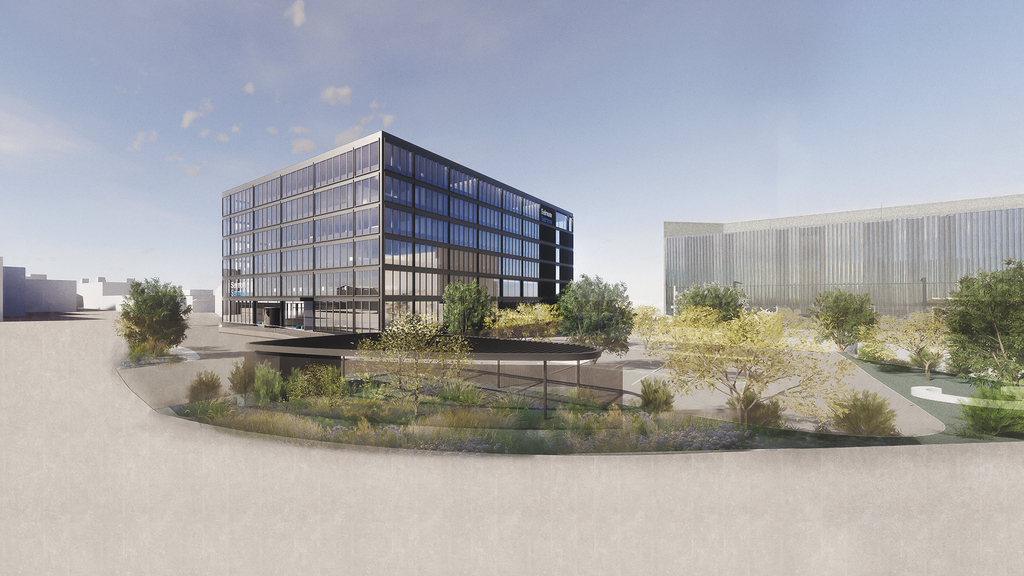 Modernes Bürogebäude mit Werkstatt und Lager: Der neue Firmensitz in Münchenstein wird im Herbst 2020 bezugsbereit sein.  Visualisierung: ZVG