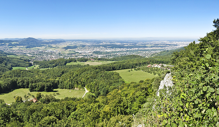 Blick vom Gempen hinunter auf die Birsstadt: Gemeinsame Probleme sollen verstärkt gemeinsam gelöst werden. Foto: Archiv