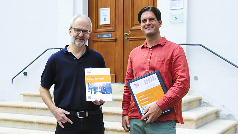 Wollen die Bevölkerung sensibilisieren: Gemeinderat Felix Berchten (l.) und Projektleiter aus der Verwaltung, Claude