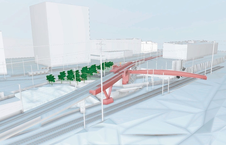 Umstrittenes Projekt: die geplante Fussgängerbrücke beim Freilager. Foto: zVg/ Visualisierung