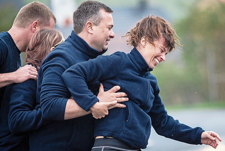 Teamwork: Auf dem Multiski geht es nur gemeinsam vorwärts.
