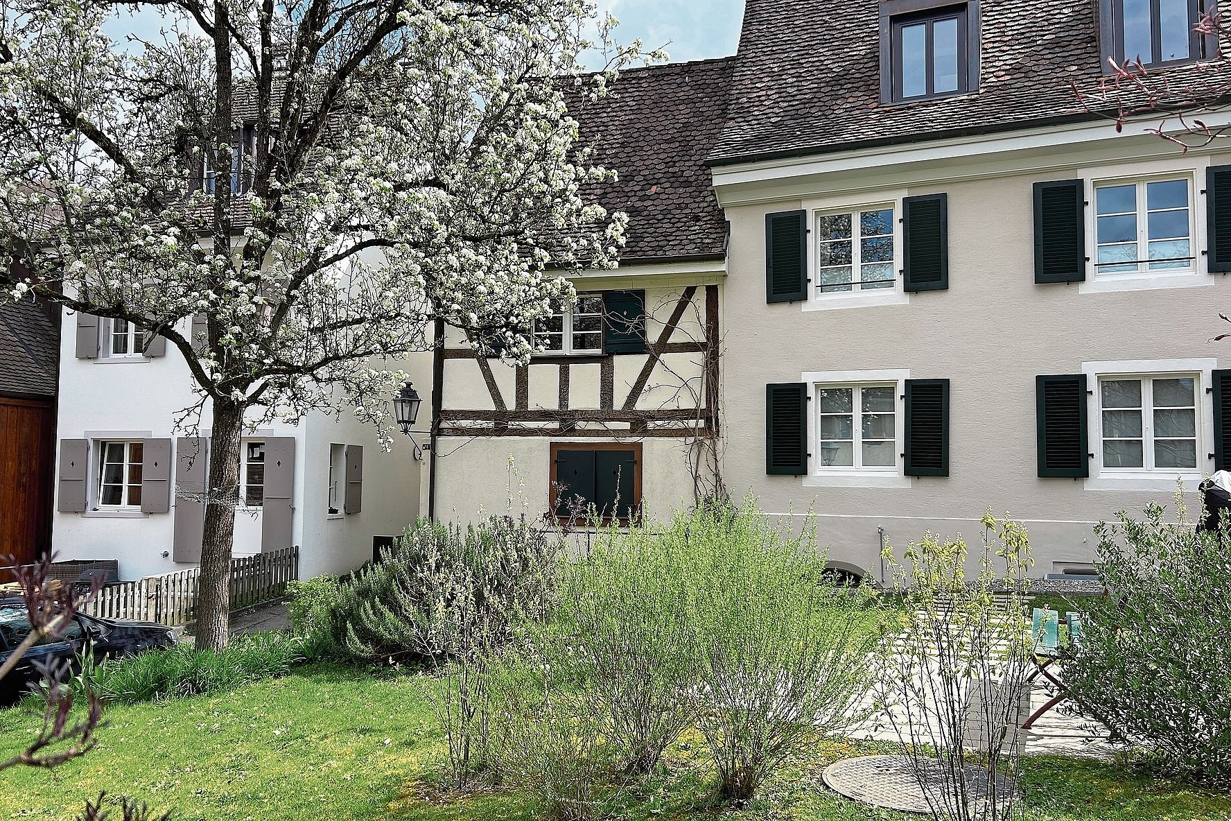 Taglöhnerhaus: ein typischer Riegelbau, wie man ihn aus dem Elsass kennt. In Basel wurden diese Häuserwegen Feuergefahr verboten.