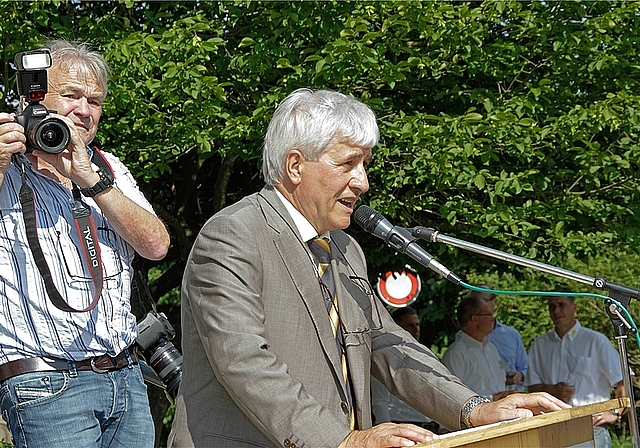 Nicht nur reden: Georges Thüring wirbt für den praktischen Einsatz. Im Bild seine Ansprache anlässlich der AGLAT 14. Foto: Martin Staub 