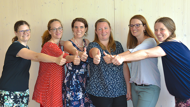 Beflügelt durch die breite Unterstützung durch die Gemeinde, Vereine und Private (v. l.): Der Vorstand des Vereins Familienzentrum Münchenstein mit Jenny Rentsch, Claudia Lanthemann, Annina Liechty, Mirsada Turina, Alexandra Zimmerli und Karin Kä