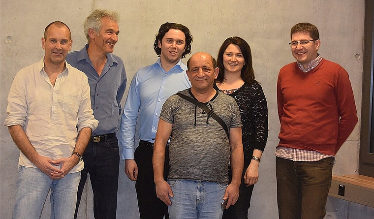 Gaben an der Infoveranstaltung Einblicke in das Flüchtlingswesen: (v. l.) David Kummer vom Amt für soziale Sicherheit; Alfred Scheiwiller, Asylbetreuer; Domenik Schuppli, Gemeinderat Hofstetten-Flüh; Celal Ceyran, ehemaliger Flüchtling; Brigitta