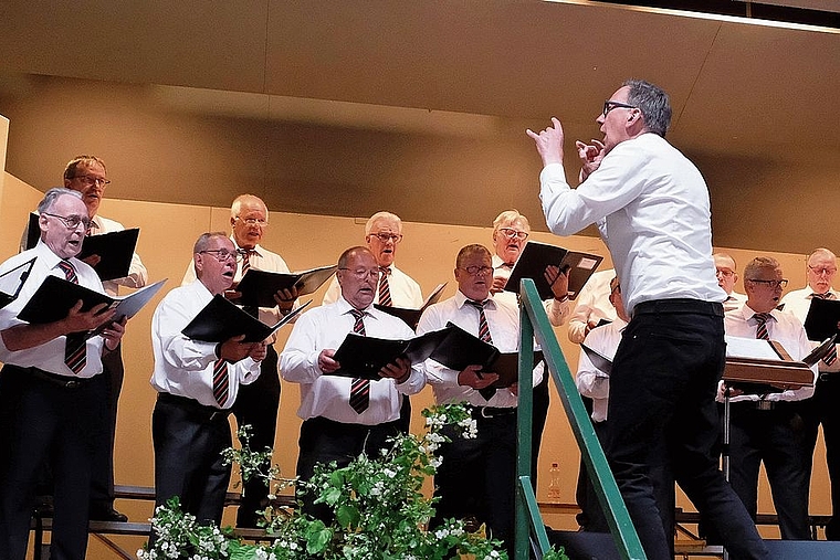 Präzise Einsätze und präsente Sänger: Othmar Sturm und der MC Meltingen. Foto: Thomas Brunnschweiler