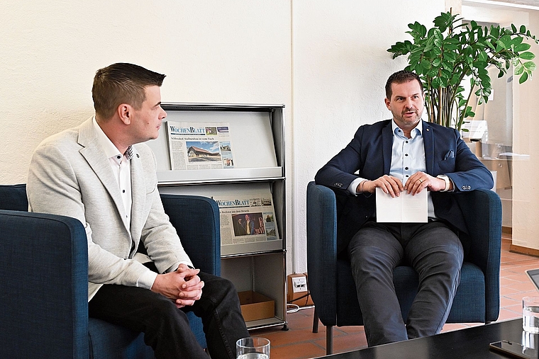 Im Interview: SVP-Präsident Dominic Tschudin (links) und FDP-Präsident Alain Amhof. Foto: Nicolas Blust