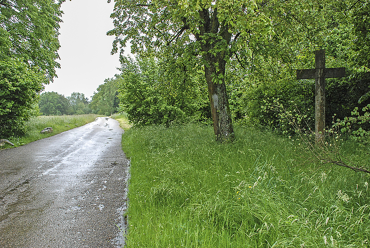 Kirche ist immer auf dem Weg: Hier ein Wegkreuz aus dem Norden Reinachs in der Nähe des Predigerhofs. Foto: Thomas Brunnschweiler