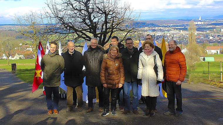 Die Gemeindepräsidien bilden den Vorstand des Vereins Birsstadt (v. l.): Christian Schalter (Dornach), Peter Vogt (Muttenz), Sven Stohler (Pfeffingen), Marianne Hollinger (Aesch), Christof Hiltmann (Birsfelden), Markus Eigenmann (Arlesheim), Béatri