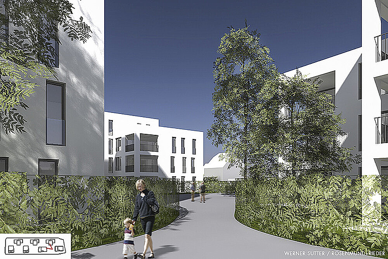 Zukunftsblick: So könnte es entlang der Jupiterstrasse einmal aussehen. Visualisierung: Archiv/Werner Sutter/Rosenmund+Rieder