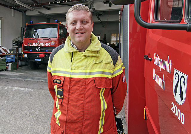 Dornachs oberster Feuerlöscher: Christian Holzherr übernimmt am 29. Oktober von seinem Vater den Chefposten.  Foto: Lukas Hausendorf