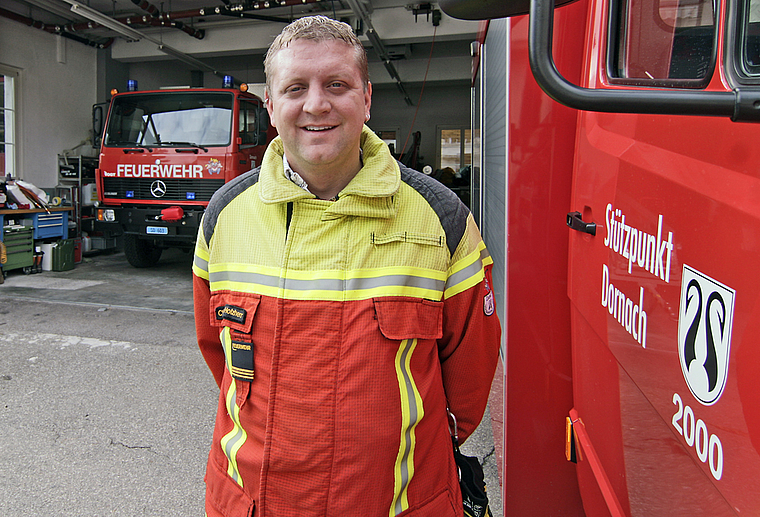 Dornachs oberster Feuerlöscher: Christian Holzherr übernimmt am 29. Oktober von seinem Vater den Chefposten.  Foto: Lukas Hausendorf