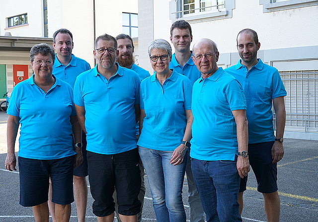Das OK: (v. l.) Franziska Stürchler, Benjamin Jutzi, Markus Berger, Christoph Janz, Salomé Derrer, Kevin Vögtli, Ludwig Binkert,  Basil Schweri. Es fehlt: Matthys Dolder. Foto: Tobias Gfeller