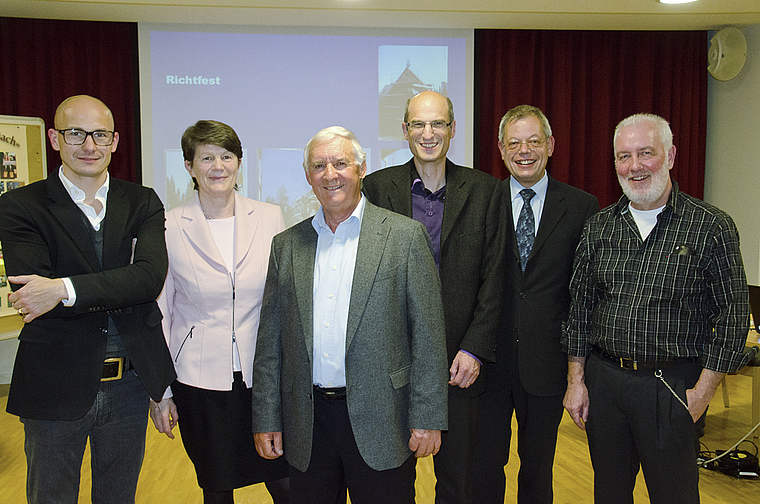 Die Verwaltung: Valentin Hänggi, Lisbeth Maritz, Oswald Mathis, Philipp Staub, Hugo Huber und Rolf Nebel (v. l.) Foto: Heiner Leuthardt