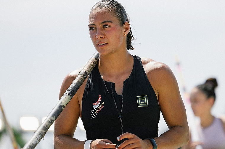 Feierte erst kurz vor der EM ihr Comeback: die Basler Hochspringerin Lea Bachmann vom LAS Old Boys Basel/Team Goldwurstpower. Foto: zvg / Alex Grymanis 