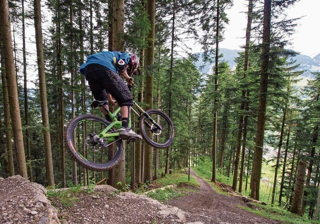Mountainbiker atmen auf: Das neue Waldgesetz lässt das Biken auf dem bestehenden Wegnetz weiter zu.Foto: archiv / valentin luthiger