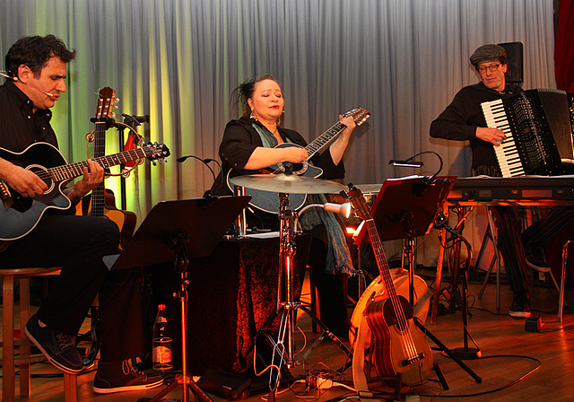 Musikalisch: Efisio Contini, Dodo Hug und Pascal Bruggisser überzeugen mit ihrer Vielseitigkeit.  Foto: Gaby Walther