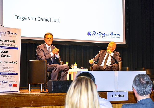 Stand Rede und Antwort: Ignazio Cassis erläuterte, dass der EU-Beitritt nicht das Ziel sei.   Foto: Tobias Gfeller