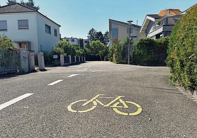 Abgelehnt: Weil am Rosenweg eine kantonale Veloroute durchführt, lässt sich hier keine Begegnungszone errichten.Foto: Caspar Reimer