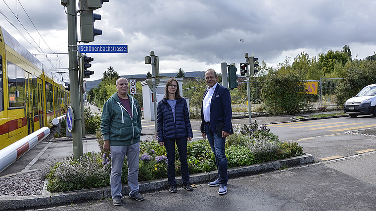 Referendumskomitee Schönenbach: Paul Käch, Pascale Gruber und Roland Fischer (v. l.). Foto: Thomas Kramer