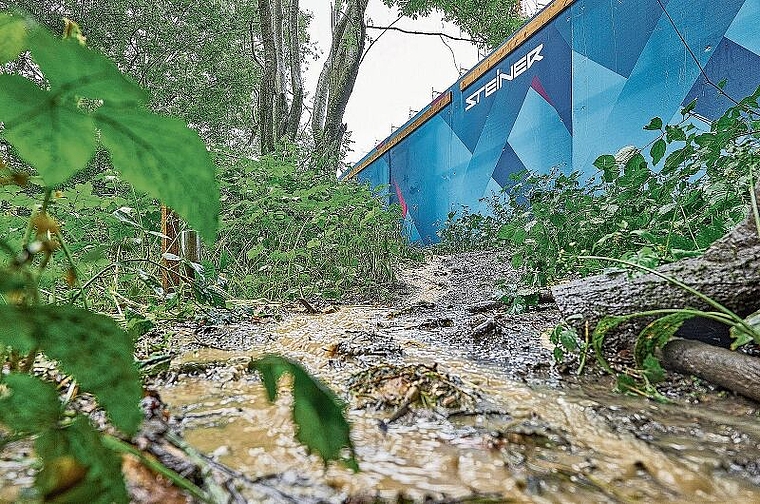 Schlimmster Schadensfall: Am 29. Juni (Bild) und in der darauffolgenden Nacht flossen mehr als 90 000 Liter Baustellenwasser in das Naturschutzgebiet. Foto: Christian Jaeggi