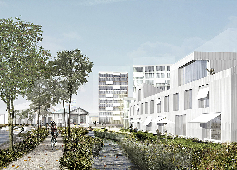 Wohnen und Arbeiten: So könnte es auf dem Areal Widen in Dornach in einigen Jahren aussehen. Visualisierung: ZVG
