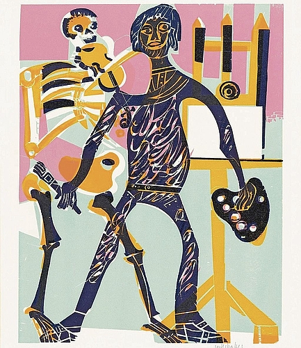 Der grosse Gleichmacher holt den Maler: HAP Grieshabers«Totentanz von Basel» (1966).Foto: zvg / Volker Naumann 