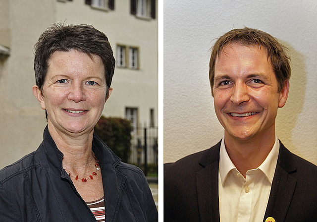 Die Favoritin und ihr Herausforderer: Evelyn Borer (SP) und Christian Schlatter (FDW) wollen Dornachs Gemeindepräsidium übernehmen.  Fotos: Archiv AZ/L. Hausendorf