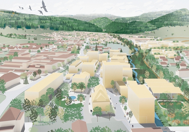 Das Isola-Areal in Breitenbach: Die Planung nimmt konkrete Formen an.  Foto: Visualisierung KCAP Zürich©