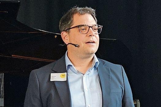 Mathias Christ: Der Stadtrat überbrachte im Namen der Stadt Laufen ein Grusswort und betonte die Wichtigkeit von Musik.