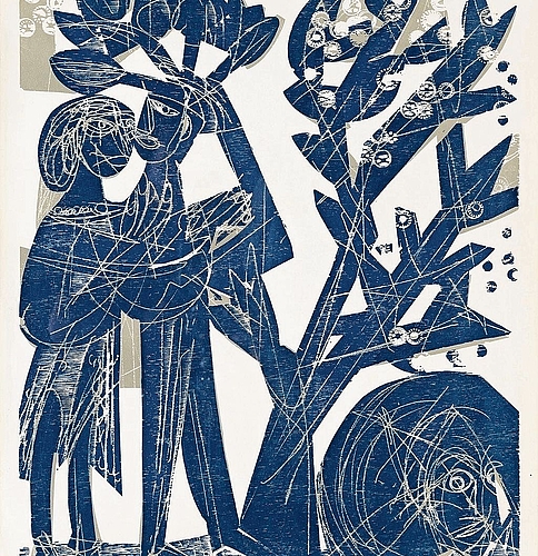 Blueschtbild: «Das blaue Paar» aus der Mappe «Baumblüte» (1963).Foto: zvg / Ralph Feiner 