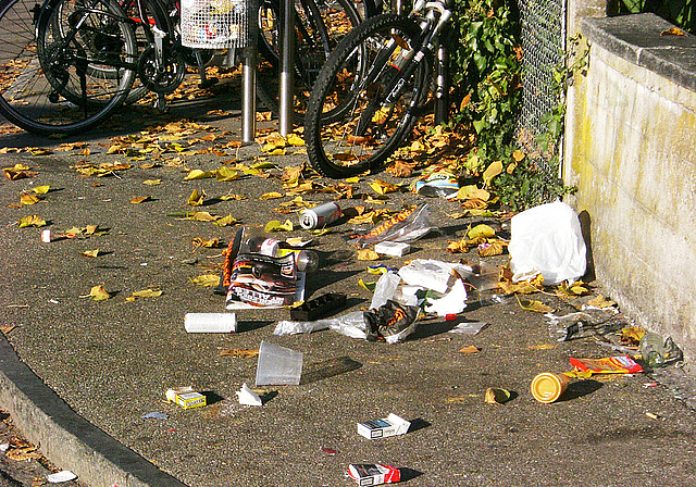 Häufiges Bild: Abfall liegt auf den Strassen im Lochacker-Quartier. Foto: ZVG