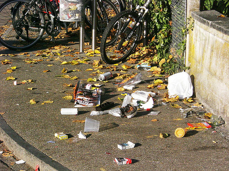 Häufiges Bild: Abfall liegt auf den Strassen im Lochacker-Quartier. Foto: ZVG