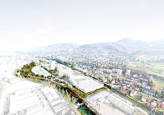 Vision oder Illusion? Das Areal Widen zwischen Birsbogen, Bahnlinie und Swissmetal wird noch viel zu reden geben.  Foto: ZVG