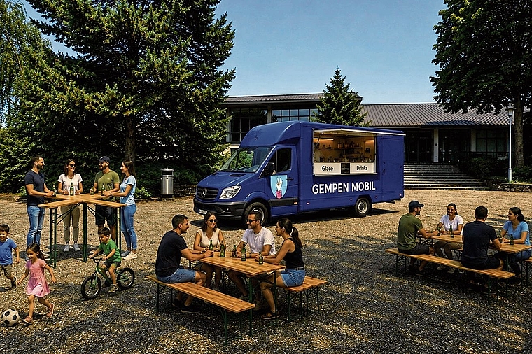 Vorschlag: So könnte der mobile Treffpunkt aussehen. Die Bilder wurden vom OK mit künstlicher Intelligenz generiert, das Auto werde entsprechend nicht genau so aussehen, hält das Team fest. Foto: KI-generiertes bild / ZVG