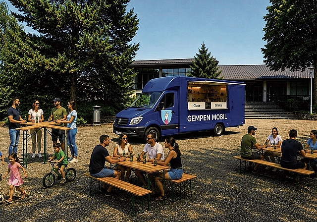 Vorschlag: So könnte der mobile Treffpunkt aussehen. Die Bilder wurden vom OK mit künstlicher Intelligenz generiert, das Auto werde entsprechend nicht genau so aussehen, hält das Team fest. Foto: KI-generiertes bild / ZVG