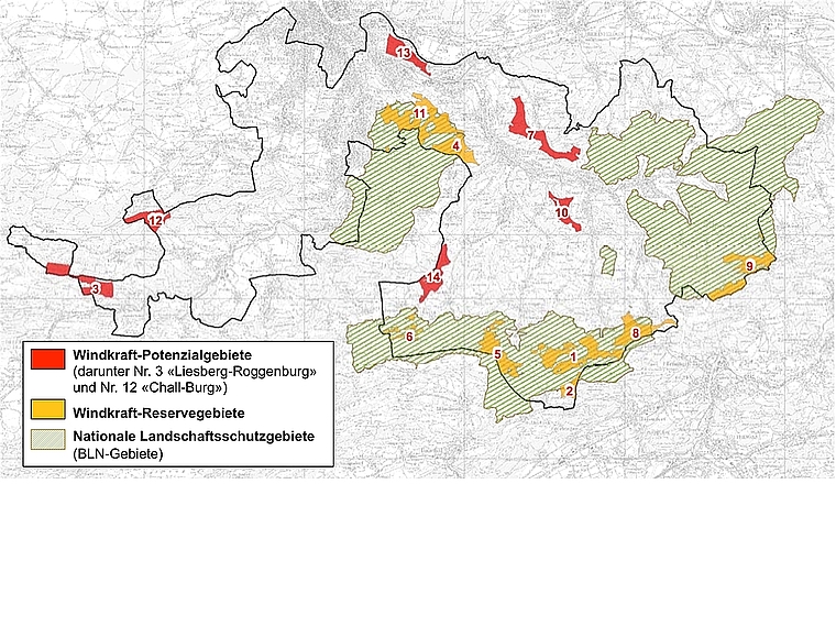 Die Karte gibt Auskunft: Deutlich zu sehen die Gebiete im Laufental. Grafik: zvg 