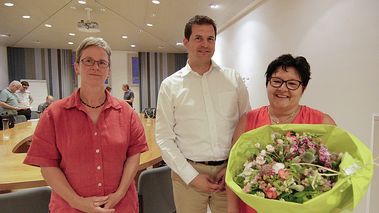 Wurden am Montag verabschiedet (v. l.): Ursula Kradolfer (Freie Wähler), Alain Amhof (FDP) und Marysol Fürst (SVP).
