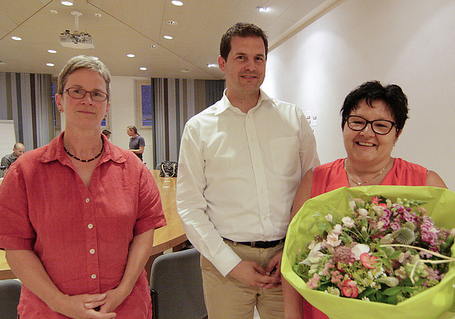 Wurden am Montag verabschiedet (v. l.): Ursula Kradolfer (Freie Wähler), Alain Amhof (FDP) und Marysol Fürst (SVP).
