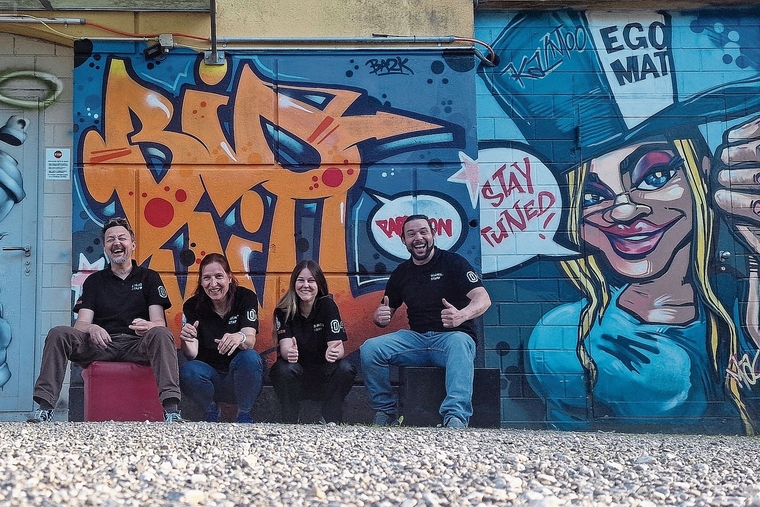 Waren noch voller Elan: Patrick Schibler, Lara Schneider, Alina Weber und David Bollig. Foto: ZVg