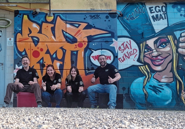 Waren noch voller Elan: Patrick Schibler, Lara Schneider, Alina Weber und David Bollig. Foto: ZVg 