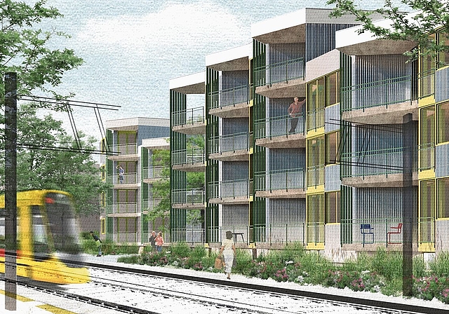 Dreieckiges Grundstück an der Zwingenstrasse: Geplant sind hier 33 Wohnungen.Visualisierung: zvg