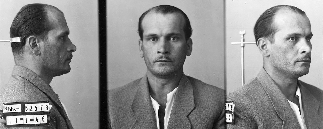 Später verhaftet: Louis Nebel auf der Polizeiwache in Kopenhagen. Foto: zvg / Polizeimuseum Kopenhagen