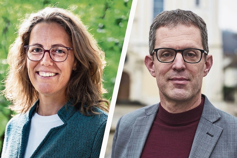 Nun sind es nur noch zwei: Sabine Bucher (GLP) und Markus Eigenmann (FDP) treten im zweiten Wahlgangum den frei werdenden Regierungsratssitz gegeneinander an. Fotos: Kenneth Nars / Roland schmid